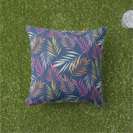 Summer Tropical Palm Blätter auf Blue Kissen