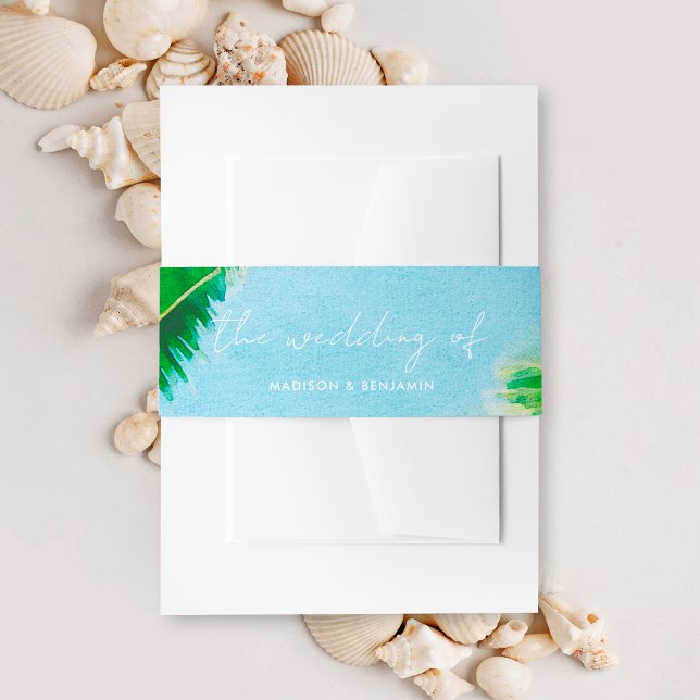 Summer Tropical Palm Tree Beach Hochzeit Einladungsbanderole (Von Creator hochgeladen)