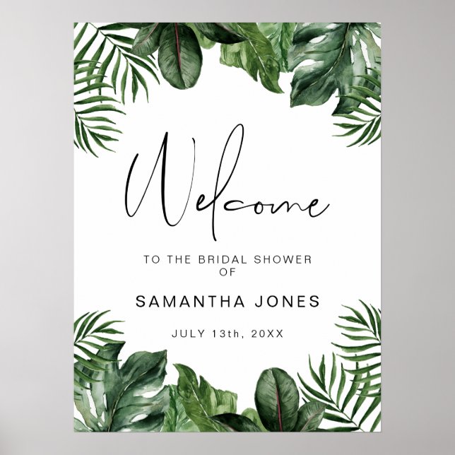 Summer Tropical Portrait Brautparty Willkommen Poster (Vorne)