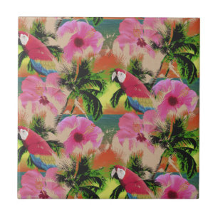 Summer Tropical Sunset Beach Parrot Fliese