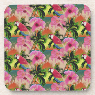 Summer Tropical Sunset Beach Parrot Getränkeuntersetzer