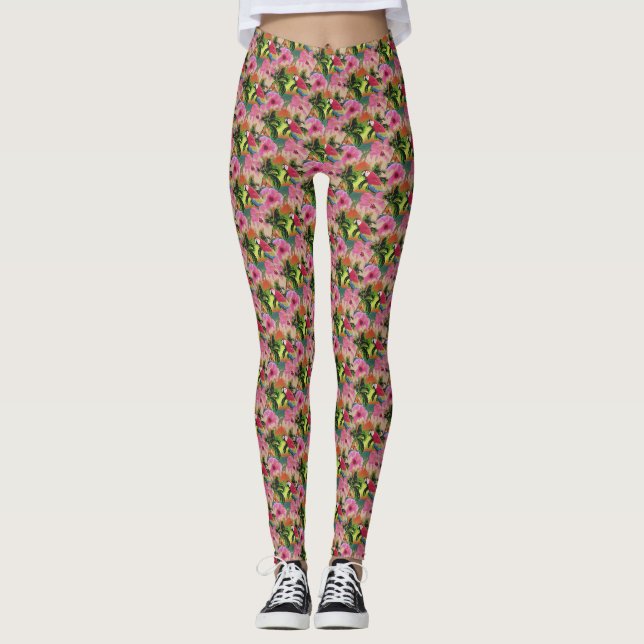 Summer Tropical Sunset Beach Parrot Leggings (Vorderseite)