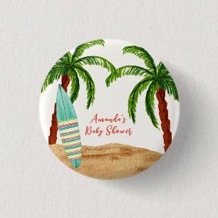 Summer Tropical Surf Baby an Bord Babydusche Button