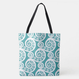 Summer Turquoise White Botanical Fern Blätter Curl Tasche