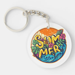 Summer Typographic Tropical Waves Schlüsselanhänger