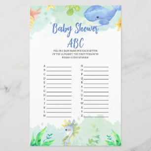 Summer under Sea Baby Shower Game ABC