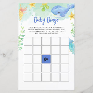 Summer Under Sea Baby Shower Game BINGO