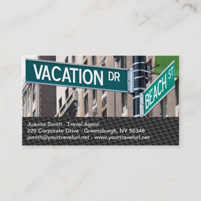Summer Vacation Beach Street Zeichen Visitenkarte (Vorderseite)
