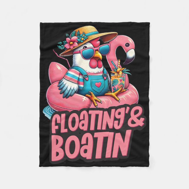 Summer Vacation Chicken Floating Boating Summer Vi Fleecedecke (Vorderseite)