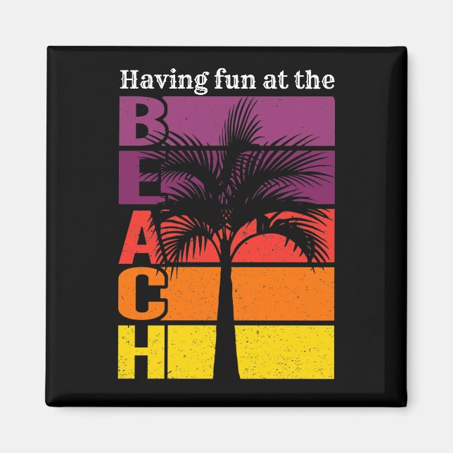 Summer Vacation Having Fun at the Beach Retro Magnet (Vorne)