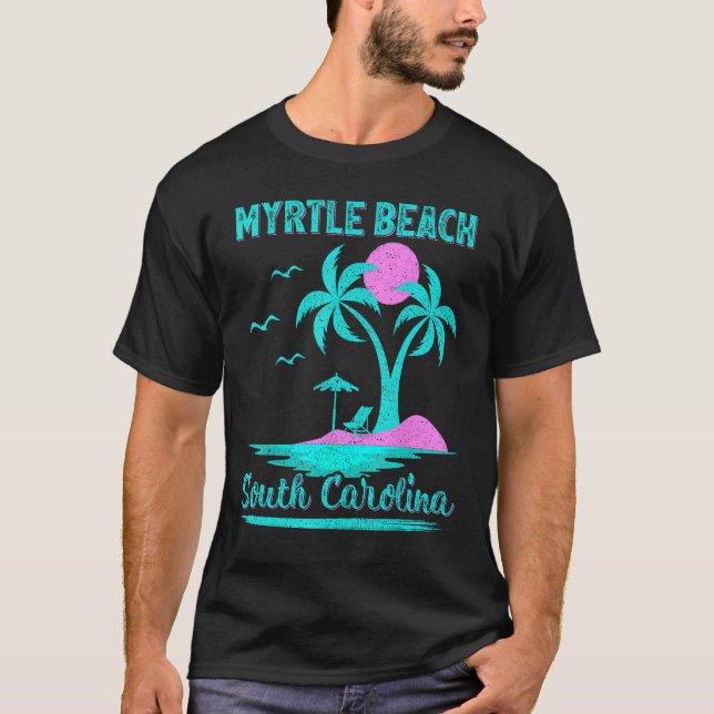 Summer Vacation Palm Tree South Carolina Myrtle Be T-Shirt (Vorderseite)