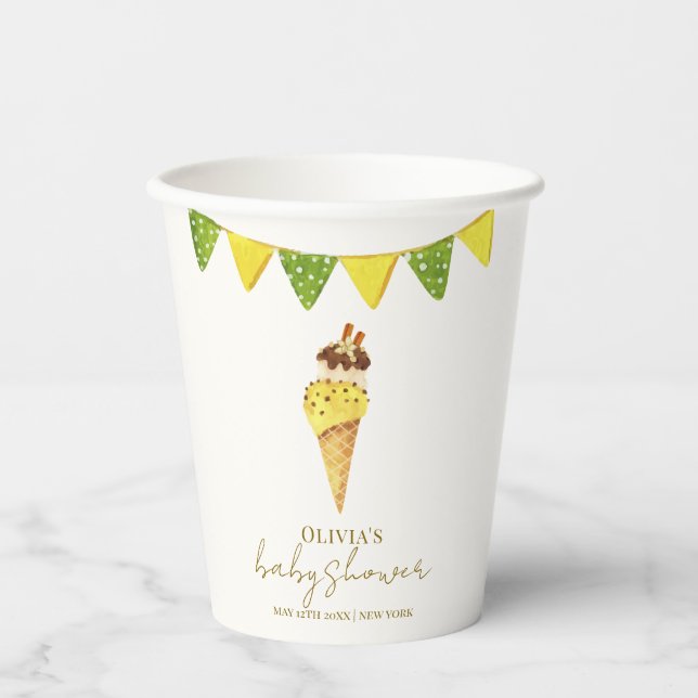 Summer Vanilla The Scoop Ice Cream Baby Dusche Pappbecher (Vorderseite)
