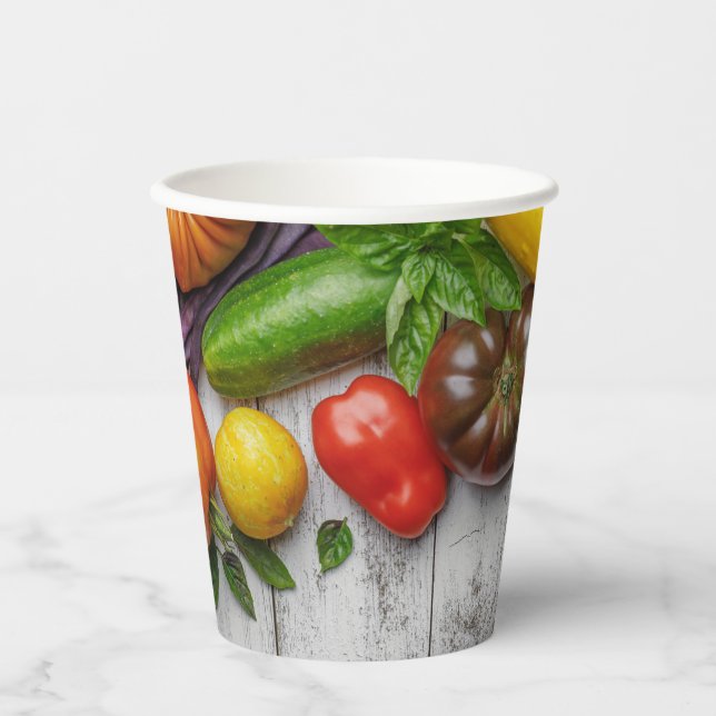 Summer Vegetable Harvest Border Pappbecher (Vorderseite)