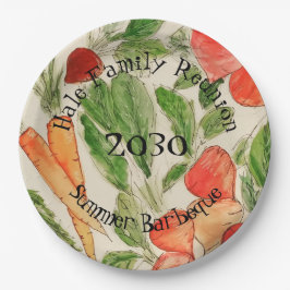 Summer Vegetation Aquarelldesign Art Pappteller