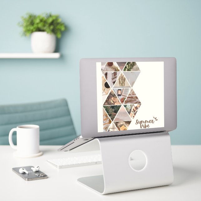 Summer Vibe, ich werde mit dir sein, Beige Farbe Aufkleber (Laptop auf Schreibtisch)