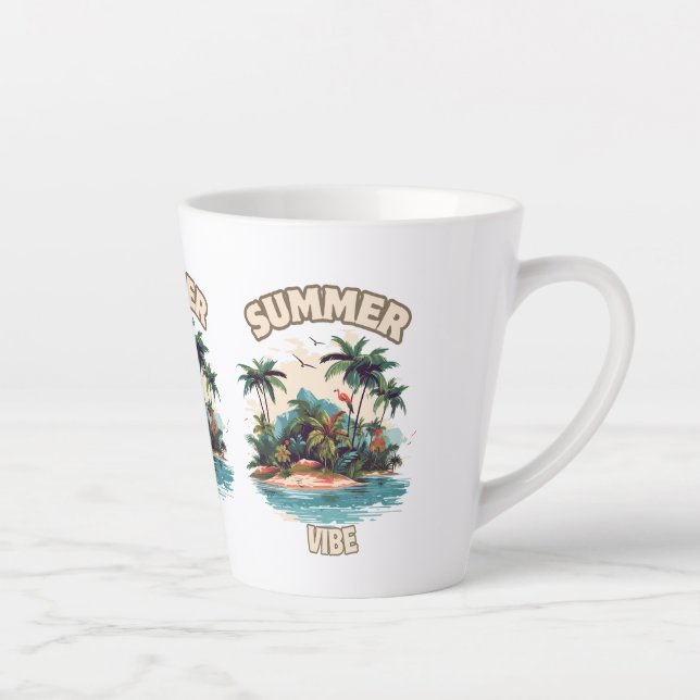 Summer Vibe Tropical Island Illustration Milchtasse (Rechts)