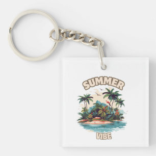 Summer Vibe Tropical Island Illustration Schlüsselanhänger