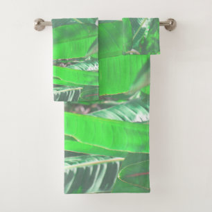 Summer Vibes Banana Tree Blätter Blassgrüne Pastel Badhandtuch Set