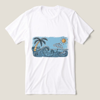 Summer Vibes Beach Illustration Tri-Blend Shirt