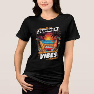 Summer Vibes Beach Scene T - Shirt - Tropischer Sp
