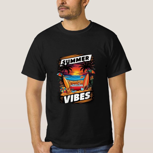Summer Vibes Beach Scene T - Shirt - Tropischer Sp (Vorderseite)