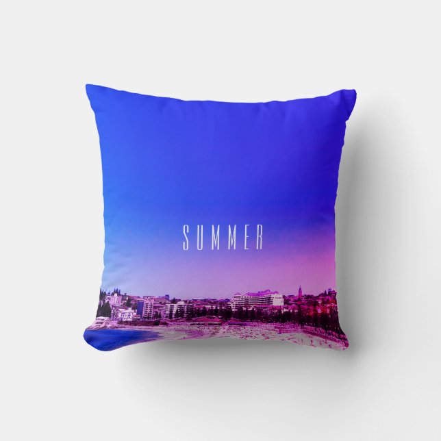 Summer Vibes Blue Lila Modern Personal Kissen (Vorderseite)