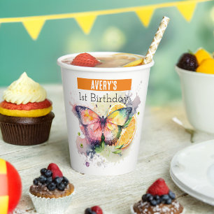 Summer vibes Butterfly - 1. Geburtstag - Pappbecher