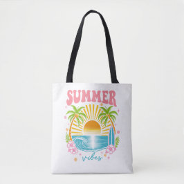 "Summer Vibes" Cheerful Boho Beach Palm Trees Tasche