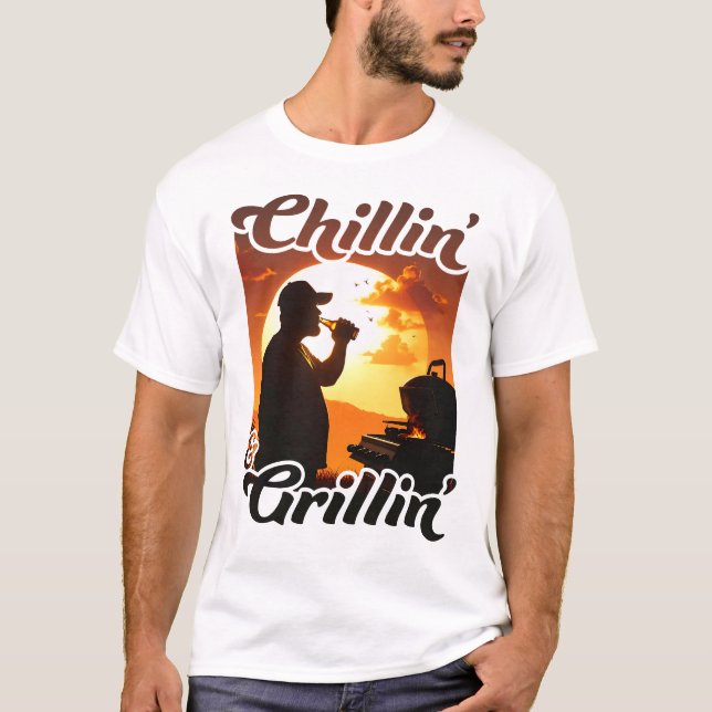 Summer Vibes Chillin’ & Grillin-Silhouette T-Shirt (Vorderseite)