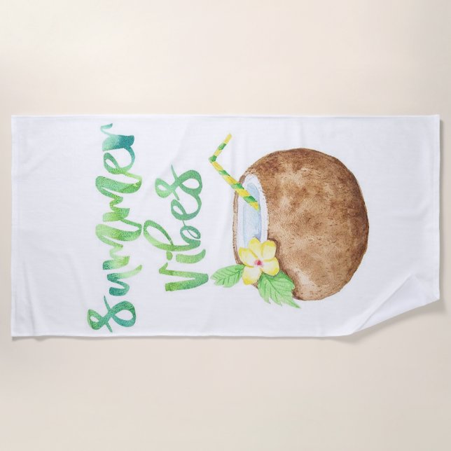 Summer Vibes Coconut Cup Strandtuch (Vorderseite)