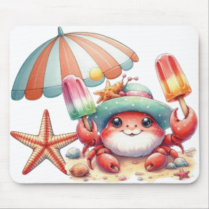 Summer Vibes Crab mit Popsicles Mousepad