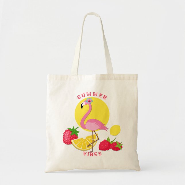 Summer Vibes Flamingo Raspberry Lemon Tragetasche (Vorne)