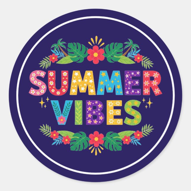 Summer Vibes Floral Design-54504 Hoodie Runder Aufkleber (Vorderseite)