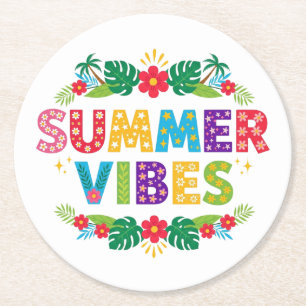 Summer Vibes Floral Design-54504 Hoodie Runder Pappuntersetzer