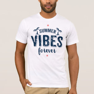 Summer Vibes Forever Navy Blue Text T-Shirt