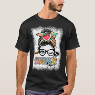 Summer Vibes Gefärbte Krawatte Leopard Messy Bun W T-Shirt