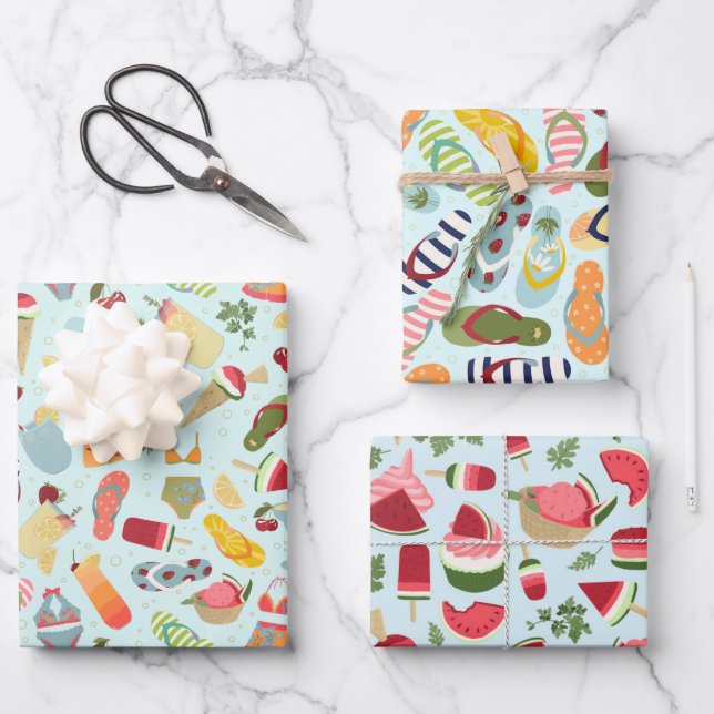Summer Vibes Gift Wrap Geschenkpapier Set (Vorderseite)