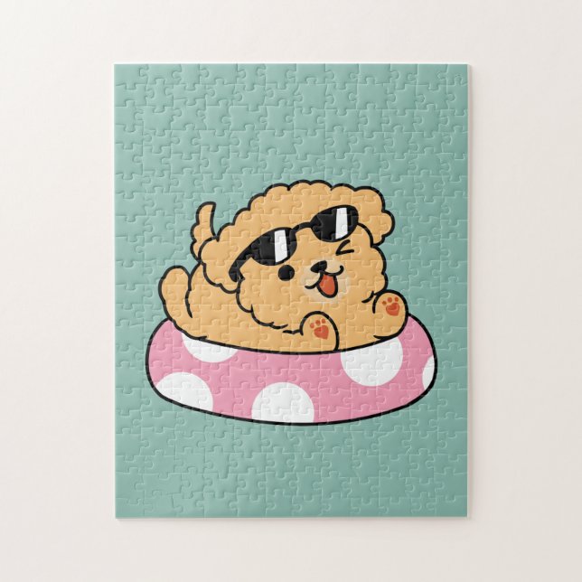 Summer Vibes Hund - Floating Welpe mit Sonnenbrill (Vertikal)