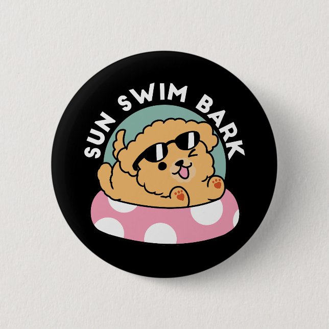 Summer Vibes Hund - Floating Welpe mit Sonnenbrill Button (Vorderseite)