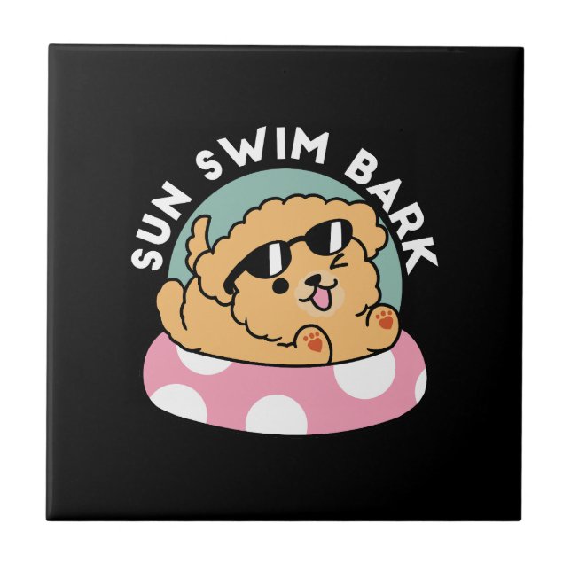 Summer Vibes Hund - Floating Welpe mit Sonnenbrill Fliese (Vorderseite)