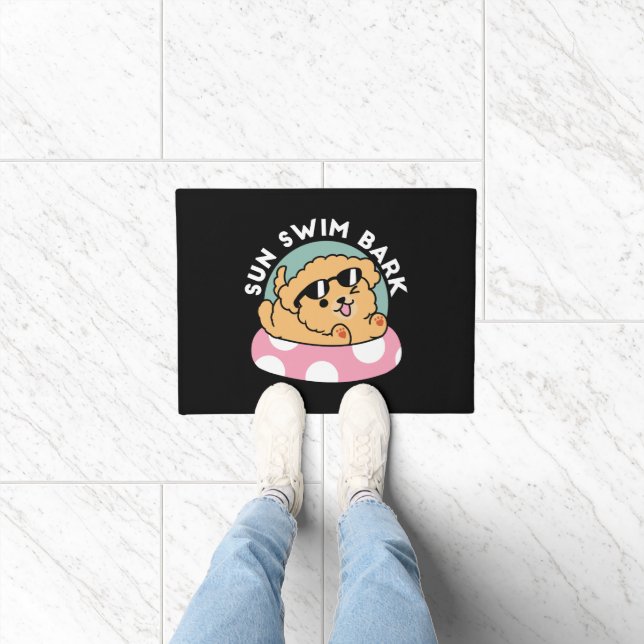 Summer Vibes Hund - Floating Welpe mit Sonnenbrill Fußmatte (Indoor)