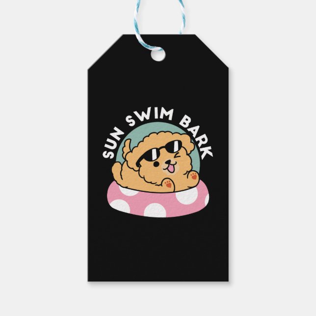 Summer Vibes Hund - Floating Welpe mit Sonnenbrill Geschenkanhänger (Vorderseite)