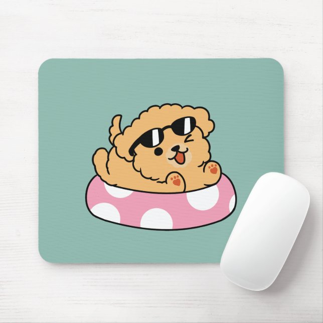 Summer Vibes Hund - Floating Welpe mit Sonnenbrill Mousepad (Mit Mouse)