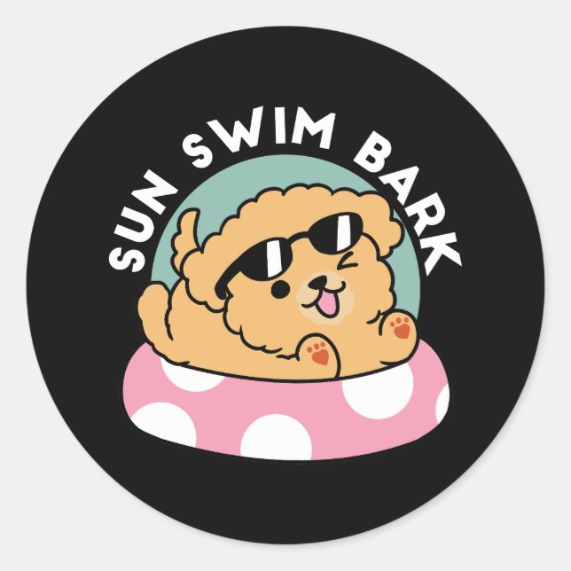 Summer Vibes Hund - Floating Welpe mit Sonnenbrill Runder Aufkleber (Vorderseite)