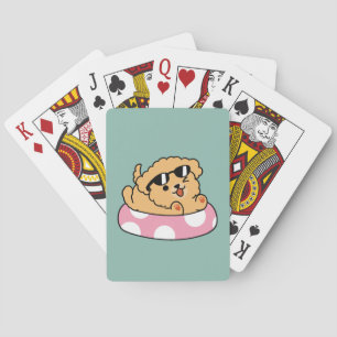 Summer Vibes Hund - Floating Welpe mit Sonnenbrill Spielkarten
