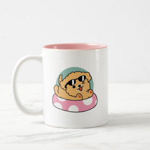 Summer Vibes Hund - Floating Welpe mit Sonnenbrill Zweifarbige Tasse