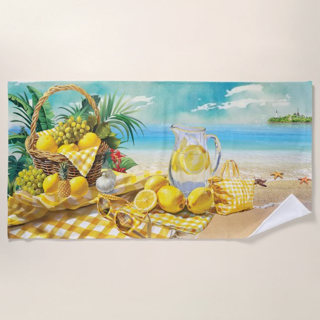 Summer Vibes | Lemon Summer Cocktail Strandtuch (Vorderseite)