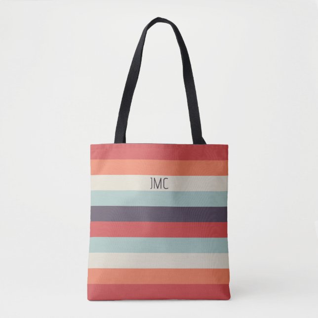 Summer Vibes Mit Monogramm Stripe Muster Tasche (Vorderseite)