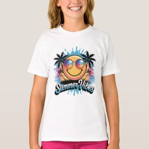 Summer Vibes Neon Smiley Colorful Trendy T-Shirt