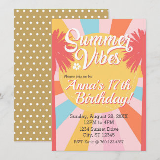 Summer Vibes Palm Anniversaire Invitation